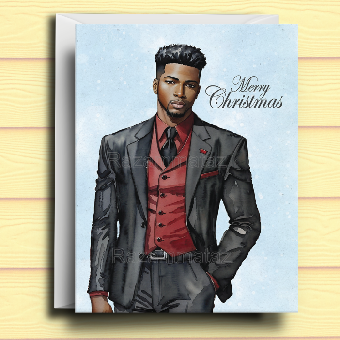 Black Man G Christmas Card